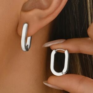 Silver-Tone U-Shape Hoop Earrings